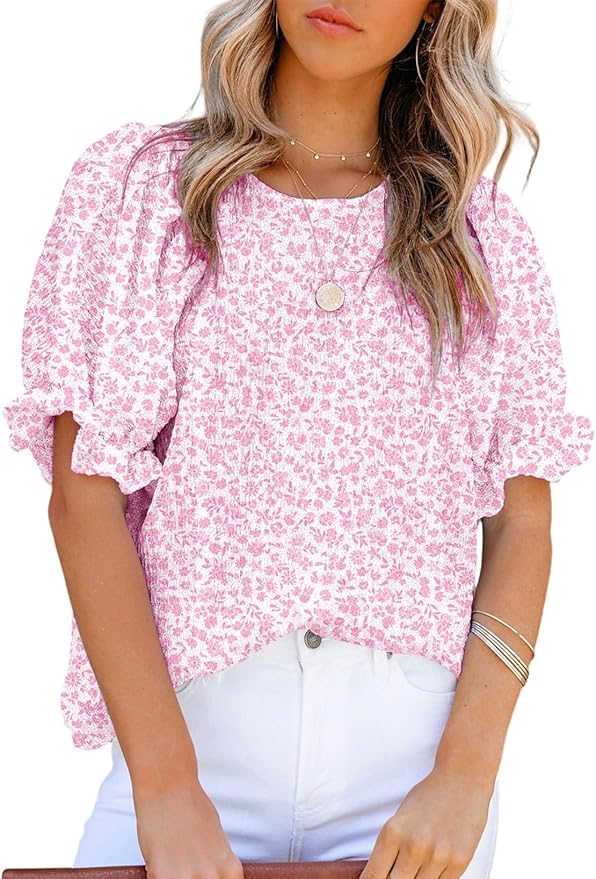 Dokotoo Floral Smocked Puff Sleeve Babydoll Top